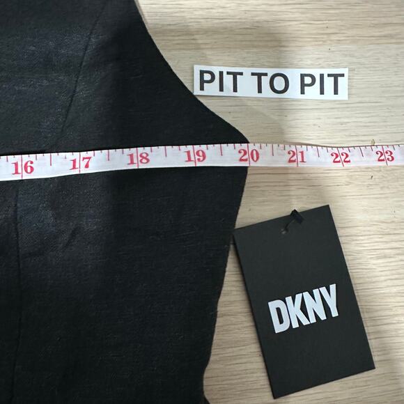 DKNY NWT Womens Office Old Money Linen Blend Button Front Vest Black Size Large - Picture 6 of 8